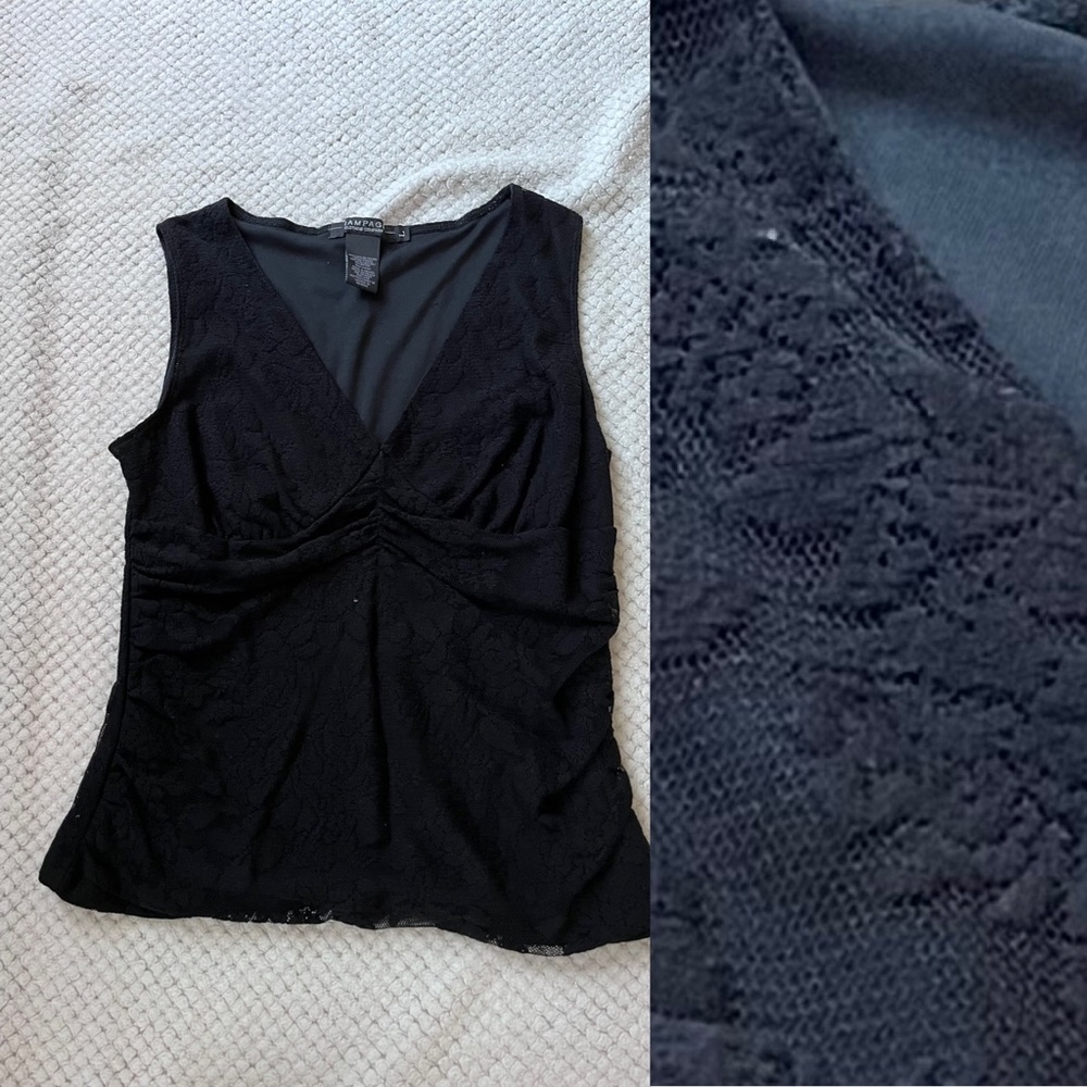 Lace-covered Black Tank